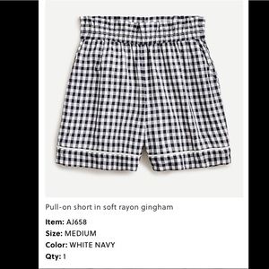 J. Crew Pull-on Short in Soft Rayon Gingham